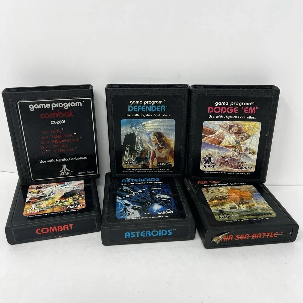 Atari 2600 Games Lot of 6 Combat Defender Asteroids Air Sea Battle Dodge